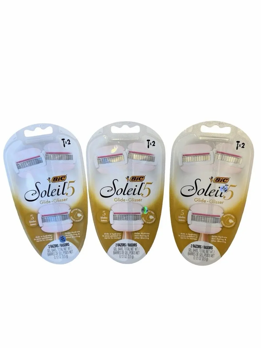 SET OF 6 BIC Soleil Glide Women's Disposable Razors 5 Blade 2 Piece Razor Set